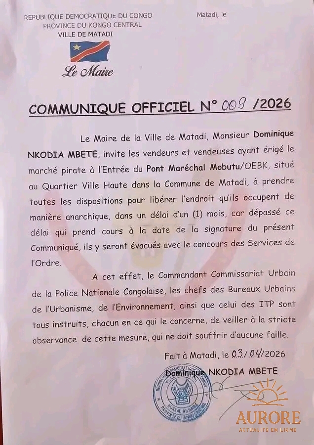 Marché pirate au pont Maréchal : les vendeurs de Matadi ont 30 jours pour libérer les lieux