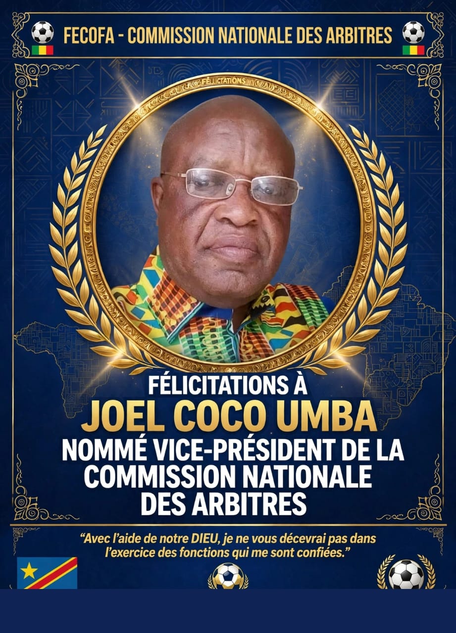 FECOFA : Joël Coco Umba nommé vice-président de la Commission nationale des arbitres