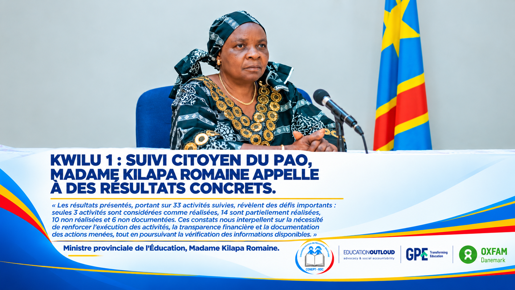 KWILU 1: SUIVI CITOYEN DU PAO, MADAME KILAPA ROMAINE APPELLE À DES RÉSULTATS CONCRETS